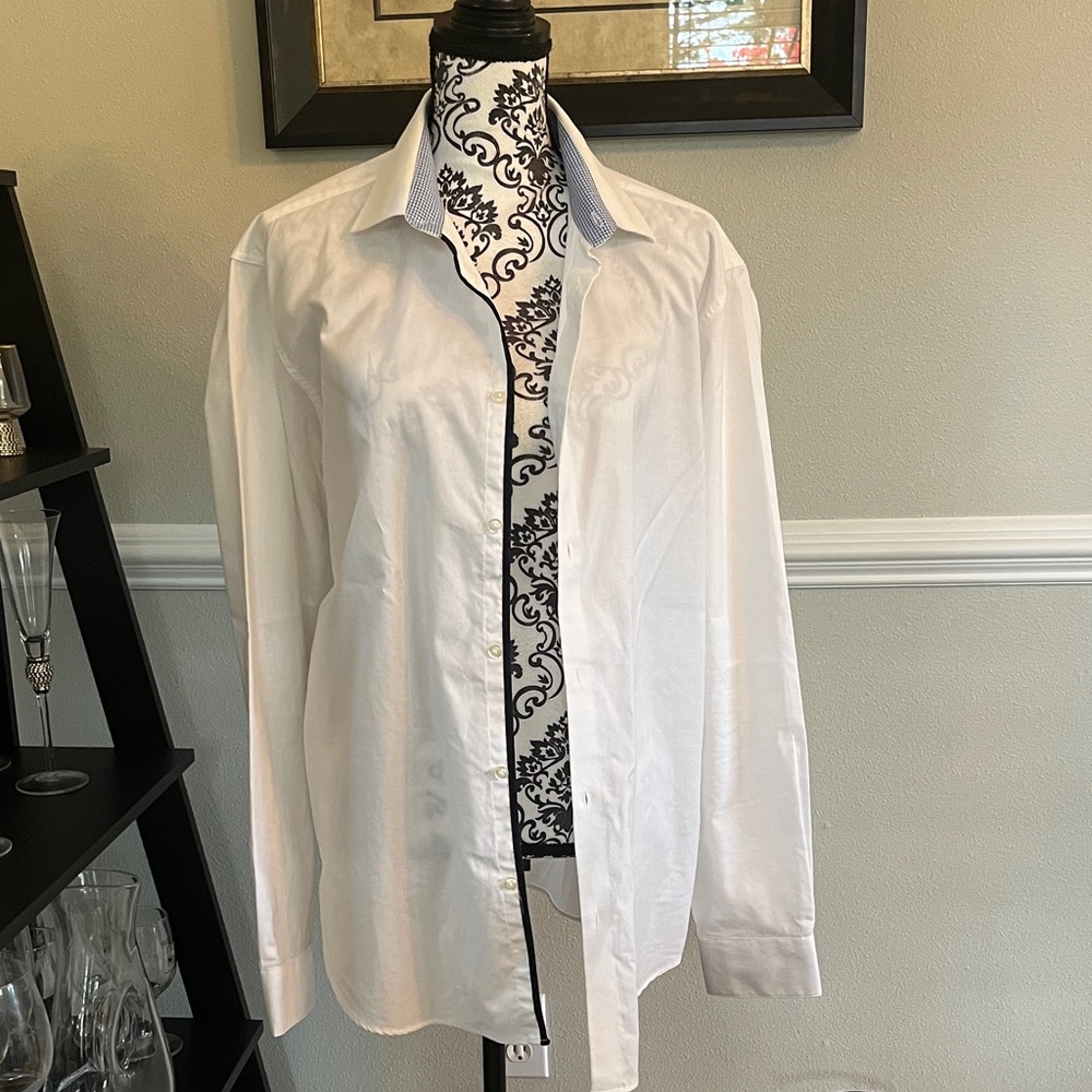 Classic White Men's Button Down Dress Shirt